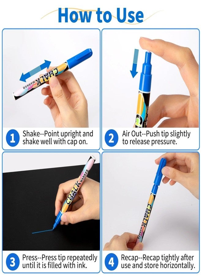 Joyask Extra Fine Tip Chalk Markers for Blackboard&Glass (Pack of 24, 1mm Tip), Liquid Chalk Pens for Dry Erase Board, Washable Markers Paint and Drawing for Chalkboards, Windows, Bistro, Cars, Signs - Image 4
